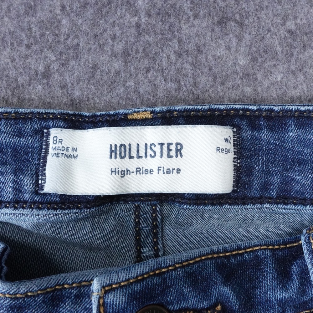 Hollister High-Rise Flare Jeans Dark Wash Blue W29 8R Bell Bottoms - Picture 2 of 12